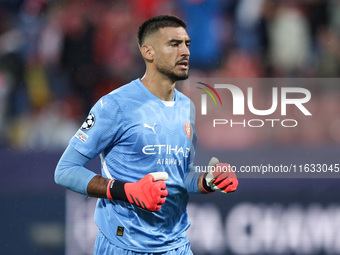 Gazzaniga of Girona FC participates in the UEFA Champions League 2024/25 League Phase MD2 match between Girona FC and Feyenoord at Estadi Mo...