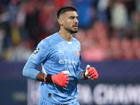 Gazzaniga of Girona FC participates in the UEFA Champions League 2024/25 League Phase MD2 match between Girona FC and Feyenoord at Estadi Mo...