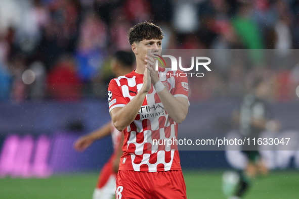 18 Krejci of Girona FC participates in the UEFA Champions League 2024/25 League Phase MD2 match between Girona FC and Feyenoord at Estadi Mo...