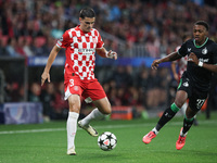 Miguel Gutierrez of Girona FC controls the ball during the UEFA Champions League 2024/25 League Phase MD2 match between Girona FC and Feyeno...