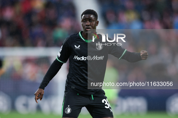 Ibrahim Osman of Feyenoord participates in the UEFA Champions League 2024/25 League Phase MD2 match between Girona FC and Feyenoord at Estad...