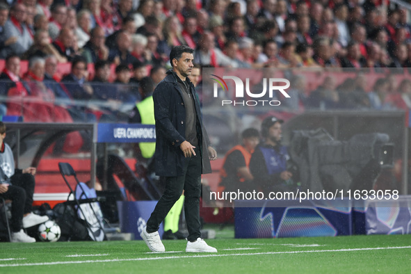 Michel is the coach of Girona FC during the UEFA Champions League 2024/25 League Phase MD2 match between Girona FC and Feyenoord at Estadi M...