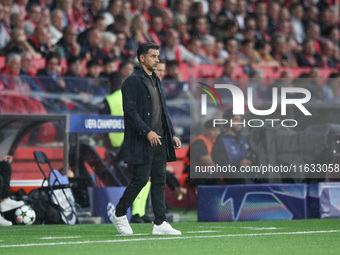 Michel is the coach of Girona FC during the UEFA Champions League 2024/25 League Phase MD2 match between Girona FC and Feyenoord at Estadi M...