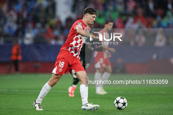 Krejci of Girona FC controls the ball during the UEFA Champions League 2024/25 League Phase MD2 match between Girona FC and Feyenoord at Est...