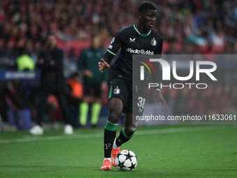 Ibrahim Osman of Feyenoord controls the ball during the UEFA Champions League 2024/25 League Phase MD2 match between Girona FC and Feyenoord...