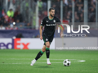 David Hancko of Feyenoord controls the ball during the UEFA Champions League 2024/25 League Phase MD2 match between Girona FC and Feyenoord...