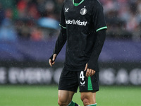 Inbeom Hwang of Feyenoord participates in the UEFA Champions League 2024/25 League Phase MD2 match between Girona FC and Feyenoord at Estadi...