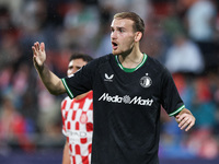 Thomas Beelen of Feyenoord participates in the UEFA Champions League 2024/25 League Phase MD2 match between Girona FC and Feyenoord at Estad...