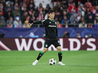 Inbeom Hwang of Feyenoord controls the ball during the UEFA Champions League 2024/25 League Phase MD2 match between Girona FC and Feyenoord...