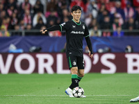 Inbeom Hwang of Feyenoord controls the ball during the UEFA Champions League 2024/25 League Phase MD2 match between Girona FC and Feyenoord...