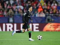 Inbeom Hwang of Feyenoord controls the ball during the UEFA Champions League 2024/25 League Phase MD2 match between Girona FC and Feyenoord...