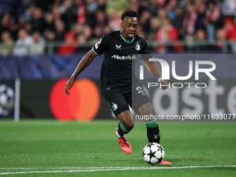 Antoni Milambo of Feyenoord controls the ball during the UEFA Champions League 2024/25 League Phase MD2 match between Girona FC and Feyenoor...