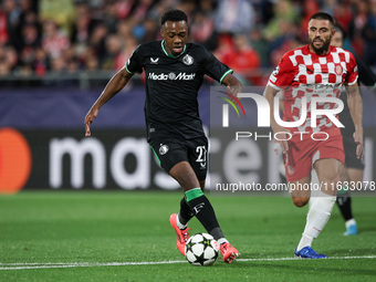 Antoni Milambo of Feyenoord controls the ball during the UEFA Champions League 2024/25 League Phase MD2 match between Girona FC and Feyenoor...