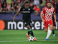 Antoni Milambo of Feyenoord controls the ball during the UEFA Champions League 2024/25 League Phase MD2 match between Girona FC and Feyenoor...