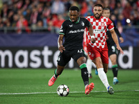 Antoni Milambo of Feyenoord controls the ball during the UEFA Champions League 2024/25 League Phase MD2 match between Girona FC and Feyenoor...