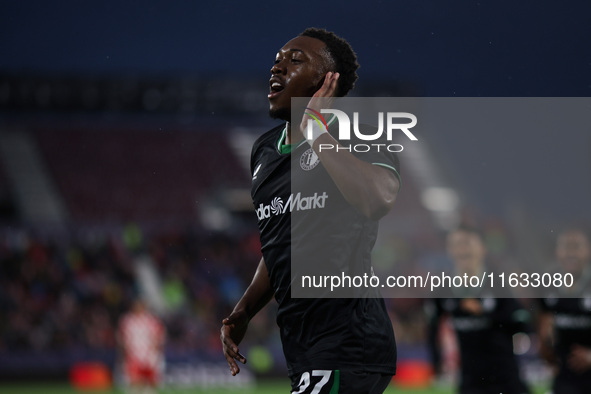 Antoni Milambo of Feyenoord celebrates after scoring a goal during the UEFA Champions League 2024/25 League Phase MD2 match between Girona F...