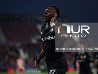 Antoni Milambo of Feyenoord celebrates after scoring a goal during the UEFA Champions League 2024/25 League Phase MD2 match between Girona F...