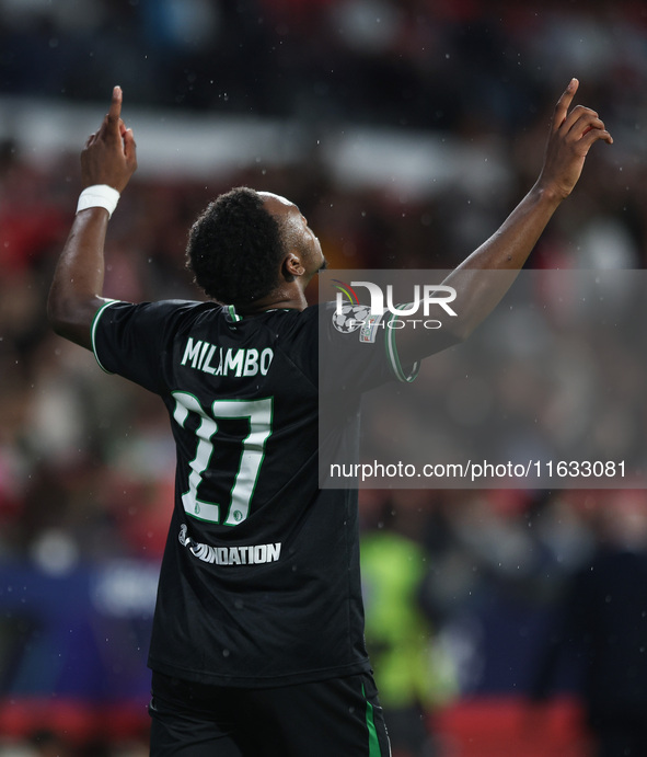 Antoni Milambo of Feyenoord celebrates after scoring a goal during the UEFA Champions League 2024/25 League Phase MD2 match between Girona F...