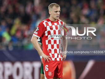 Van de Beek of Girona FC plays during the UEFA Champions League 2024/25 League Phase MD2 match between Girona FC and Feyenoord at Estadi Mon...