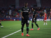 Ibrahim Osman of Feyenoord participates in the UEFA Champions League 2024/25 League Phase MD2 match between Girona FC and Feyenoord at Estad...