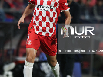 Miguel Gutierrez of Girona FC controls the ball during the UEFA Champions League 2024/25 League Phase MD2 match between Girona FC and Feyeno...