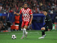 Danjuma of Girona FC controls the ball during the UEFA Champions League 2024/25 League Phase MD2 match between Girona FC and Feyenoord at Es...