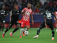 Herrera of Girona FC controls the ball during the UEFA Champions League 2024/25 League Phase MD2 match between Girona FC and Feyenoord at Es...