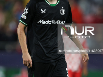 Thomas Beelen of Feyenoord participates in the UEFA Champions League 2024/25 League Phase MD2 match between Girona FC and Feyenoord at Estad...