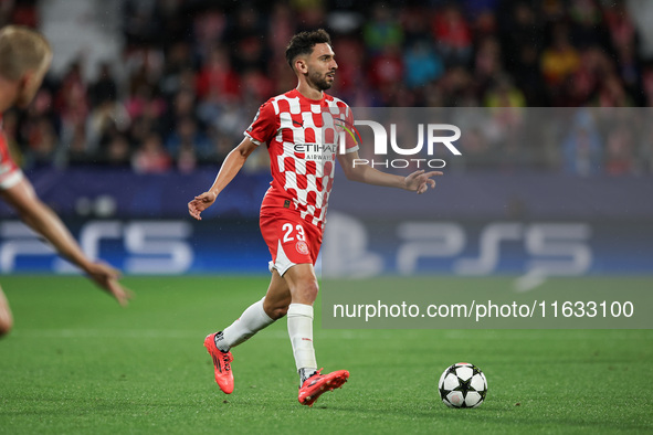 Martin of Girona FC controls the ball during the UEFA Champions League 2024/25 League Phase MD2 match between Girona FC and Feyenoord at Est...