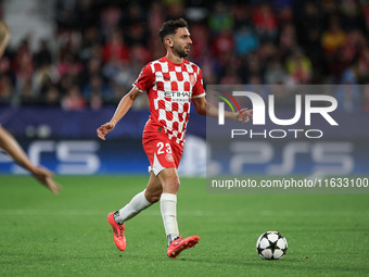 Martin of Girona FC controls the ball during the UEFA Champions League 2024/25 League Phase MD2 match between Girona FC and Feyenoord at Est...