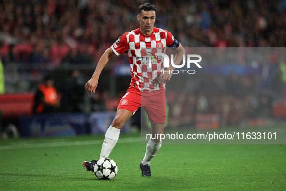 Arnau Martinez of Girona FC controls the ball during the UEFA Champions League 2024/25 League Phase MD2 match between Girona FC and Feyenoor...