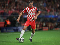 Arnau Martinez of Girona FC controls the ball during the UEFA Champions League 2024/25 League Phase MD2 match between Girona FC and Feyenoor...