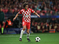 Bryan Gil of Girona FC controls the ball during the UEFA Champions League 2024/25 League Phase MD2 match between Girona FC and Feyenoord at...