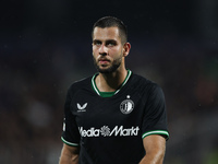 David Hancko of Feyenoord participates in the UEFA Champions League 2024/25 League Phase MD2 match between Girona FC and Feyenoord at Estadi...