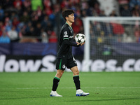 Inbeom Hwang of Feyenoord has the ball during the UEFA Champions League 2024/25 League Phase MD2 match between Girona FC and Feyenoord at Es...