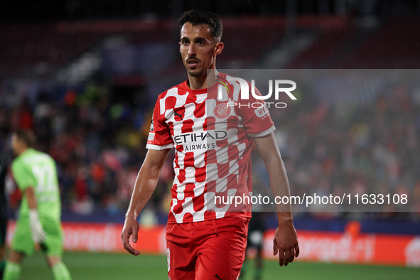 Abel Ruiz of Girona FC participates in the UEFA Champions League 2024/25 League Phase MD2 match between Girona FC and Feyenoord at Estadi Mo...