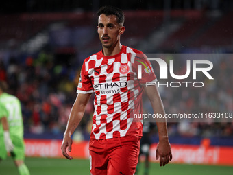 Abel Ruiz of Girona FC participates in the UEFA Champions League 2024/25 League Phase MD2 match between Girona FC and Feyenoord at Estadi Mo...