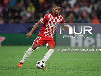 Herrera of Girona FC controls the ball during the UEFA Champions League 2024/25 League Phase MD2 match between Girona FC and Feyenoord at Es...