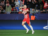 Van de Beek of Girona FC celebrates after scoring a goal during the UEFA Champions League 2024/25 League Phase MD2 match between Girona FC a...