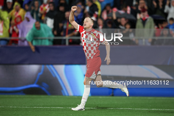 Van de Beek of Girona FC celebrates after scoring a goal during the UEFA Champions League 2024/25 League Phase MD2 match between Girona FC a...