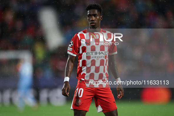 Asprilla of Girona FC participates in the UEFA Champions League 2024/25 League Phase MD2 match between Girona FC and Feyenoord at Estadi Mon...