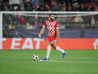 David Lopez of Girona FC controls the ball during the UEFA Champions League 2024/25 League Phase MD2 match between Girona FC and Feyenoord a...