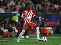 10 Asprilla of Girona FC controls the ball during the UEFA Champions League 2024/25 League Phase MD2 match between Girona FC and Feyenoord a...