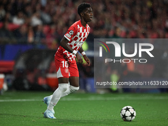 10 Asprilla of Girona FC controls the ball during the UEFA Champions League 2024/25 League Phase MD2 match between Girona FC and Feyenoord a...