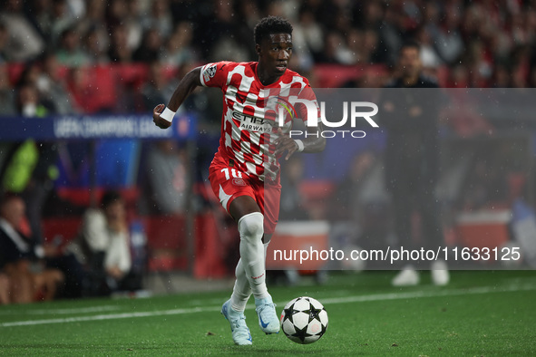 10 Asprilla of Girona FC controls the ball during the UEFA Champions League 2024/25 League Phase MD2 match between Girona FC and Feyenoord a...