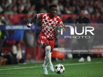 10 Asprilla of Girona FC controls the ball during the UEFA Champions League 2024/25 League Phase MD2 match between Girona FC and Feyenoord a...