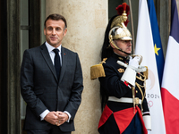 President of the French Republic Emmanuel Macron holds a bilateral meeting with Norodom Sihamoni, King of Cambodia, in Paris, France, on Oct...