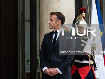 President of the French Republic Emmanuel Macron holds a bilateral meeting with Norodom Sihamoni, King of Cambodia, in Paris, France, on Oct...