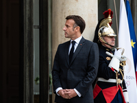 President of the French Republic Emmanuel Macron holds a bilateral meeting with Norodom Sihamoni, King of Cambodia, in Paris, France, on Oct...