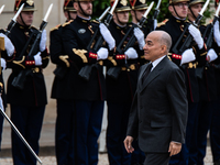 President of the French Republic Emmanuel Macron holds a bilateral meeting with Norodom Sihamoni, King of Cambodia, in Paris, France, on Oct...